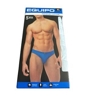 EQUIPO Premium Cotton Bikini Briefs 5 Pack Men's XL 40-42 White Comfort Fit Soft